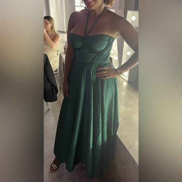 Emerald Marchesa Notte Green Pleated Dress - Picture 6 of 6